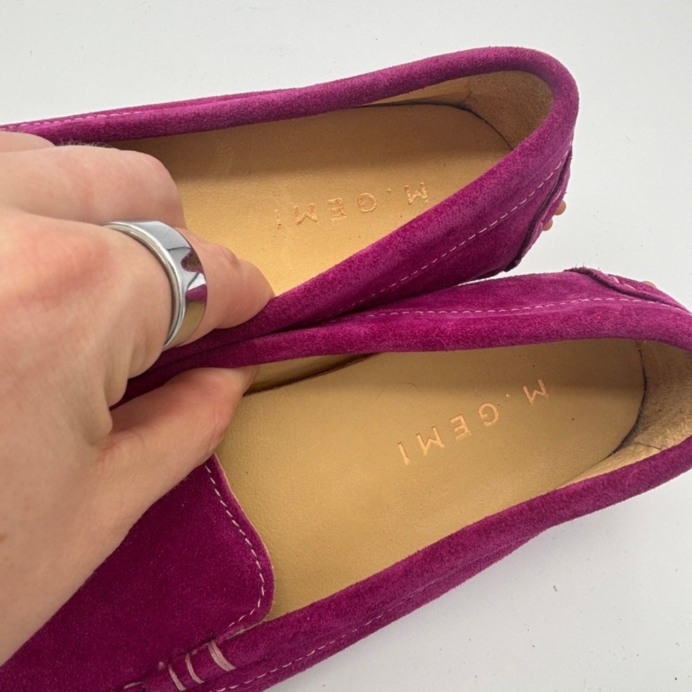 M.Gemi Felize Loafers Sz 38 Magenta Suede Driving Moccasins Italian Quiet Luxury - Picture 4 of 9